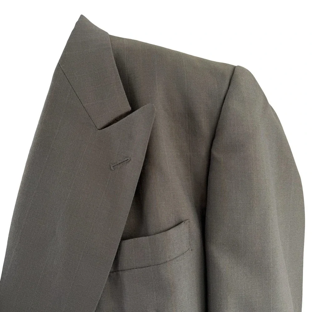 Andre‎ Vachon Suit Jacket Mens 46 Gray Pinstripe Wool Blend Double Breasted USA